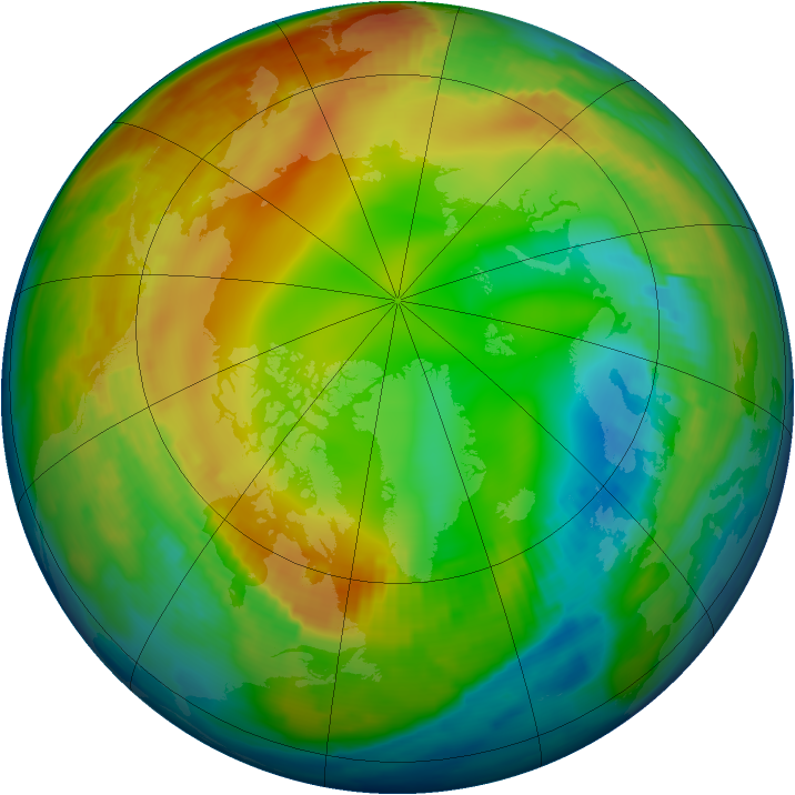 Arctic ozone map for 21 January 1997